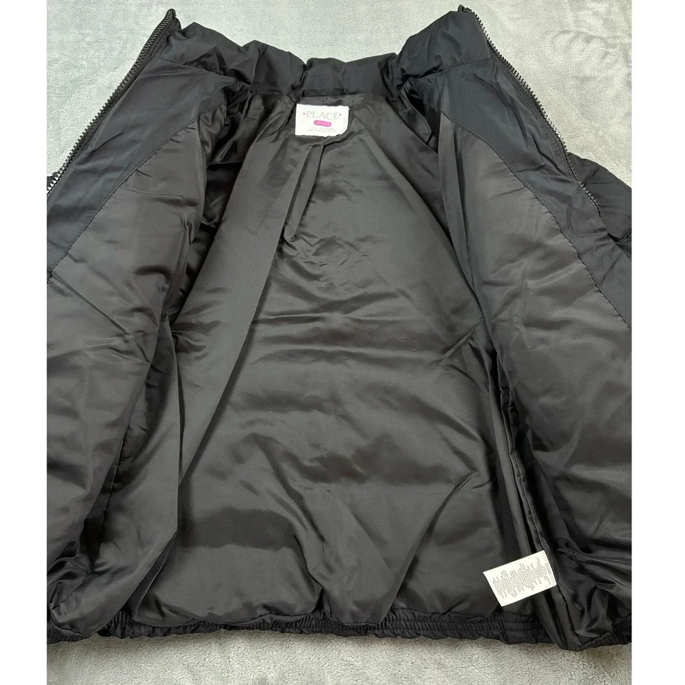 NWT The Childrens Place Kids Black Puffer Jacket Water Resistant Size L 10/12